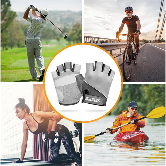 Flintronic Gymhandschoenen, Ademende Trainingshandschoenen met Microvezelstof, Antislip Siliconen Gewatteerde Handpalmbescherming en Extra Grip, voor Heren en Dames, Gewichtheffen/Crossfit/Fietsen - happygetfit.com