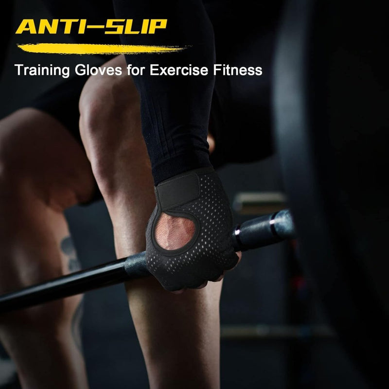 Laden Sie das Bild in Galerie -Viewer, Flintronic Gymhandschoenen, Ademende Trainingshandschoenen met Microvezelstof, Antislip Siliconen Gewatteerde Handpalmbescherming en Extra Grip, voor Heren en Dames, Gewichtheffen/Crossfit/Fietsen - happygetfit.com
