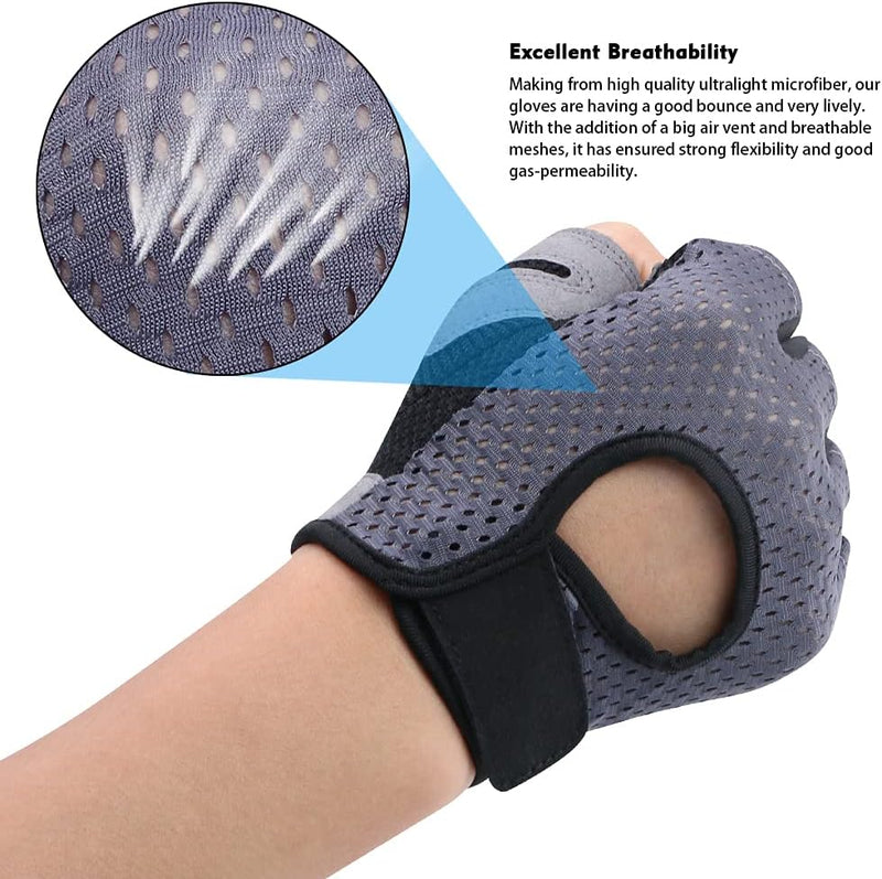 Laad afbeelding in Galerijviewer, Flintronic Gymhandschoenen, Ademende Trainingshandschoenen met Microvezelstof, Antislip Siliconen Gewatteerde Handpalmbescherming en Extra Grip, voor Heren en Dames, Gewichtheffen/Crossfit/Fietsen - happygetfit.com
