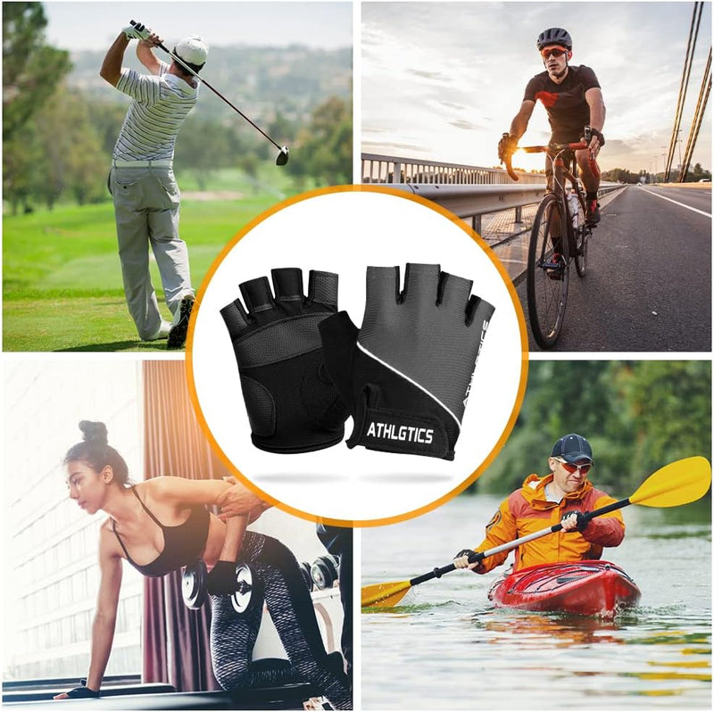 Laad afbeelding in Galerijviewer, Flintronic Gymhandschoenen, Ademende Trainingshandschoenen met Microvezelstof, Antislip Siliconen Gewatteerde Handpalmbescherming en Extra Grip, voor Heren en Dames, Gewichtheffen/Crossfit/Fietsen - happygetfit.com
