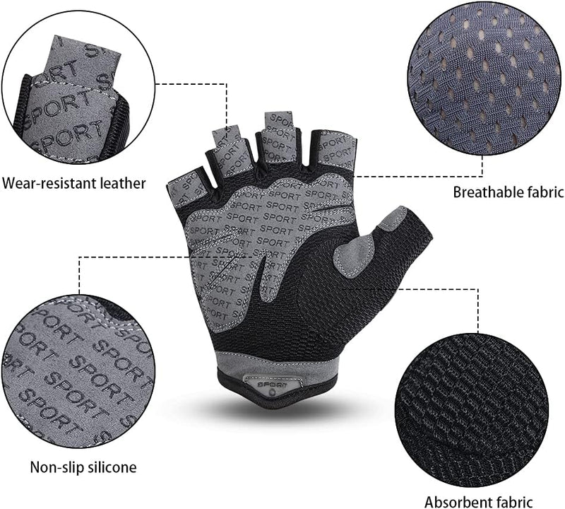 Laad afbeelding in Galerijviewer, Flintronic Gymhandschoenen, Ademende Trainingshandschoenen met Microvezelstof, Antislip Siliconen Gewatteerde Handpalmbescherming en Extra Grip, voor Heren en Dames, Gewichtheffen/Crossfit/Fietsen - happygetfit.com
