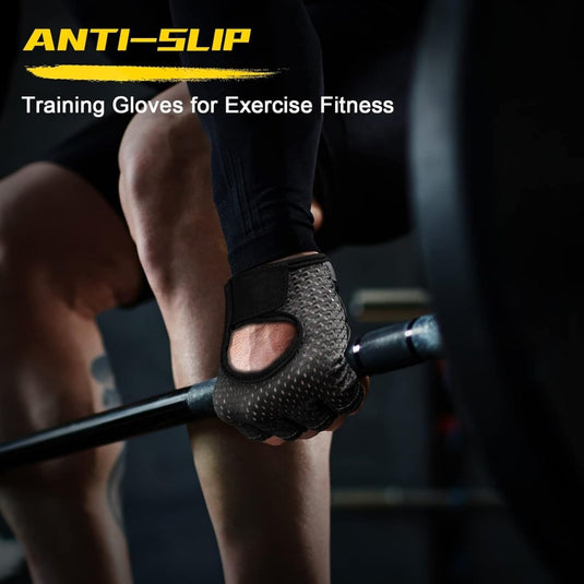Flintronic Gymhandschoenen, Ademende Trainingshandschoenen met Microvezelstof, Antislip Siliconen Gewatteerde Handpalmbescherming en Extra Grip, voor Heren en Dames, Gewichtheffen/Crossfit/Fietsen - happygetfit.com