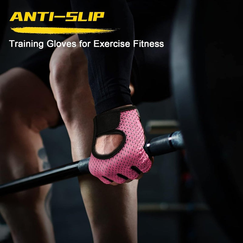 Laad afbeelding in Galerijviewer, Flintronic Gymhandschoenen, Ademende Trainingshandschoenen met Microvezelstof, Antislip Siliconen Gewatteerde Handpalmbescherming en Extra Grip, voor Heren en Dames, Gewichtheffen/Crossfit/Fietsen - happygetfit.com
