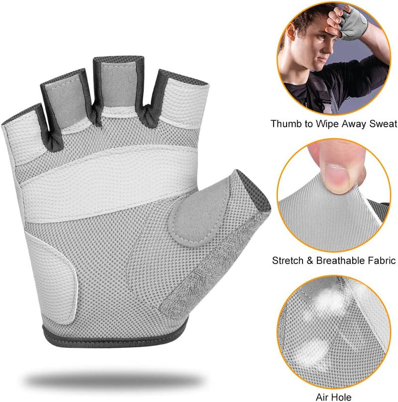 Laad afbeelding in Galerijviewer, Flintronic Gymhandschoenen, Ademende Trainingshandschoenen met Microvezelstof, Antislip Siliconen Gewatteerde Handpalmbescherming en Extra Grip, voor Heren en Dames, Gewichtheffen/Crossfit/Fietsen - happygetfit.com
