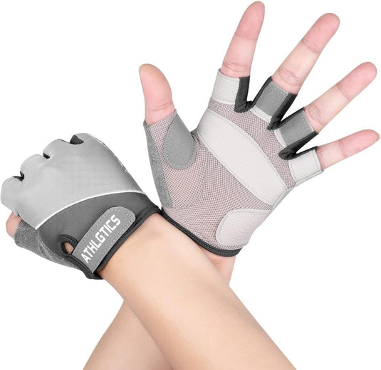 Flintronic Gymhandschoenen, Ademende Trainingshandschoenen met Microvezelstof, Antislip Siliconen Gewatteerde Handpalmbescherming en Extra Grip, voor Heren en Dames, Gewichtheffen/Crossfit/Fietsen - happygetfit.com