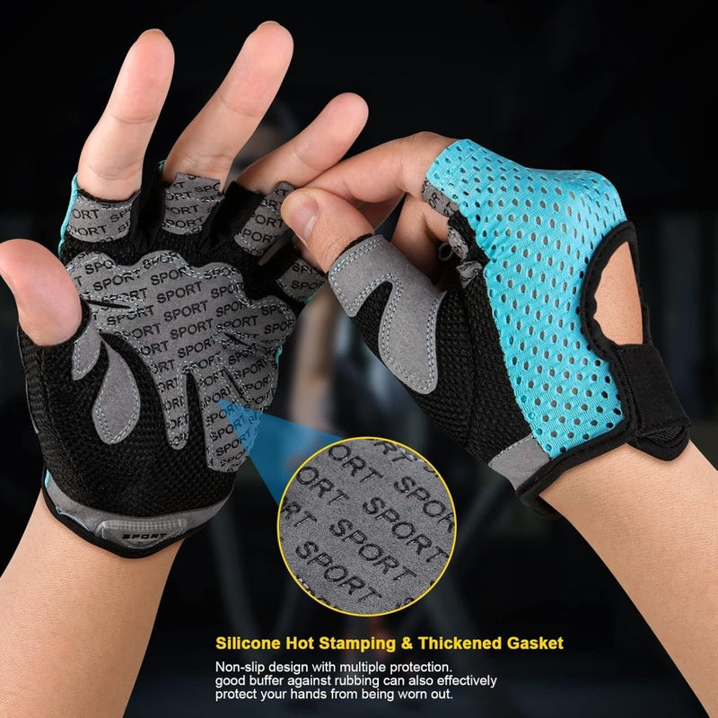 Laad afbeelding in Galerijviewer, Flintronic Gymhandschoenen, Ademende Trainingshandschoenen met Microvezelstof, Antislip Siliconen Gewatteerde Handpalmbescherming en Extra Grip, voor Heren en Dames, Gewichtheffen/Crossfit/Fietsen - happygetfit.com
