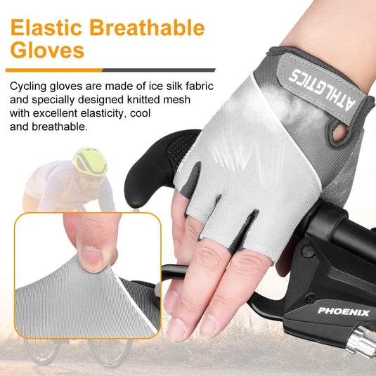 Flintronic Gymhandschoenen, Ademende Trainingshandschoenen met Microvezelstof, Antislip Siliconen Gewatteerde Handpalmbescherming en Extra Grip, voor Heren en Dames, Gewichtheffen/Crossfit/Fietsen - happygetfit.com
