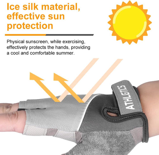 Flintronic Gymhandschoenen, Ademende Trainingshandschoenen met Microvezelstof, Antislip Siliconen Gewatteerde Handpalmbescherming en Extra Grip, voor Heren en Dames, Gewichtheffen/Crossfit/Fietsen - happygetfit.com