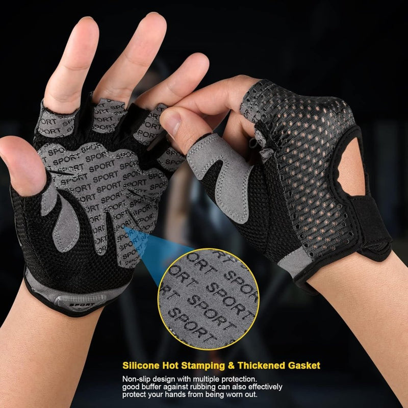 Laden Sie das Bild in Galerie -Viewer, Flintronic Gymhandschoenen, Ademende Trainingshandschoenen met Microvezelstof, Antislip Siliconen Gewatteerde Handpalmbescherming en Extra Grip, voor Heren en Dames, Gewichtheffen/Crossfit/Fietsen - happygetfit.com
