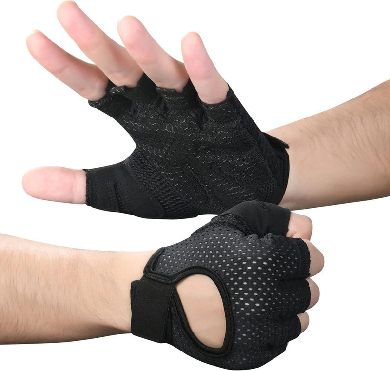Laad afbeelding in Galerijviewer, Flintronic Gymhandschoenen, Ademende Trainingshandschoenen met Microvezelstof, Antislip Siliconen Gewatteerde Handpalmbescherming en Extra Grip, voor Heren en Dames, Gewichtheffen/Crossfit/Fietsen - happygetfit.com
