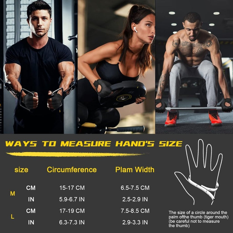 Laad afbeelding in Galerijviewer, Flintronic Gymhandschoenen, Ademende Trainingshandschoenen met Microvezelstof, Antislip Siliconen Gewatteerde Handpalmbescherming en Extra Grip, voor Heren en Dames, Gewichtheffen/Crossfit/Fietsen - happygetfit.com
