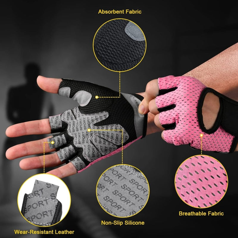 Laad afbeelding in Galerijviewer, Flintronic Gymhandschoenen, Ademende Trainingshandschoenen met Microvezelstof, Antislip Siliconen Gewatteerde Handpalmbescherming en Extra Grip, voor Heren en Dames, Gewichtheffen/Crossfit/Fietsen - happygetfit.com
