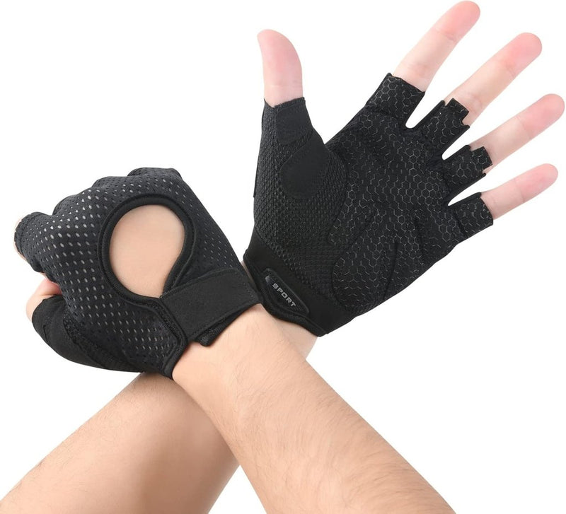 Laad afbeelding in Galerijviewer, Flintronic Gymhandschoenen, Ademende Trainingshandschoenen met Microvezelstof, Antislip Siliconen Gewatteerde Handpalmbescherming en Extra Grip, voor Heren en Dames, Gewichtheffen/Crossfit/Fietsen - happygetfit.com
