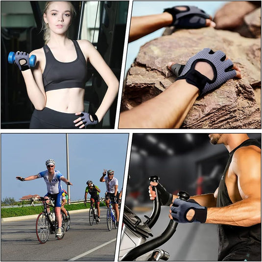 Flintronic Gymhandschoenen, Ademende Trainingshandschoenen met Microvezelstof, Antislip Siliconen Gewatteerde Handpalmbescherming en Extra Grip, voor Heren en Dames, Gewichtheffen/Crossfit/Fietsen - happygetfit.com