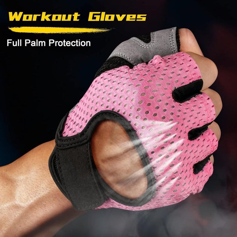 Laad afbeelding in Galerijviewer, Flintronic Gymhandschoenen, Ademende Trainingshandschoenen met Microvezelstof, Antislip Siliconen Gewatteerde Handpalmbescherming en Extra Grip, voor Heren en Dames, Gewichtheffen/Crossfit/Fietsen - happygetfit.com
