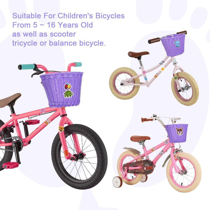 Laad afbeelding in Galerijviewer, Flintronic Kinderfietsmand, handgeweven fietsmand voor kinderen, fietsmand voor meisjes, jongens, kinderen, met fietsaccessoires - happygetfit.com
