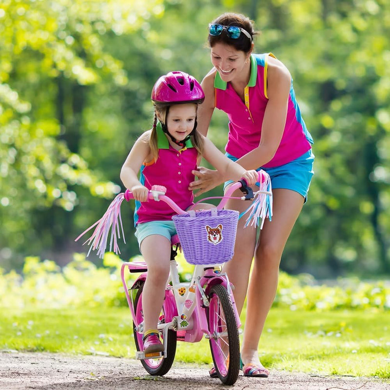Laad afbeelding in Galerijviewer, Flintronic Kinderfietsmand, handgeweven fietsmand voor kinderen, fietsmand voor meisjes, jongens, kinderen, met fietsaccessoires - happygetfit.com
