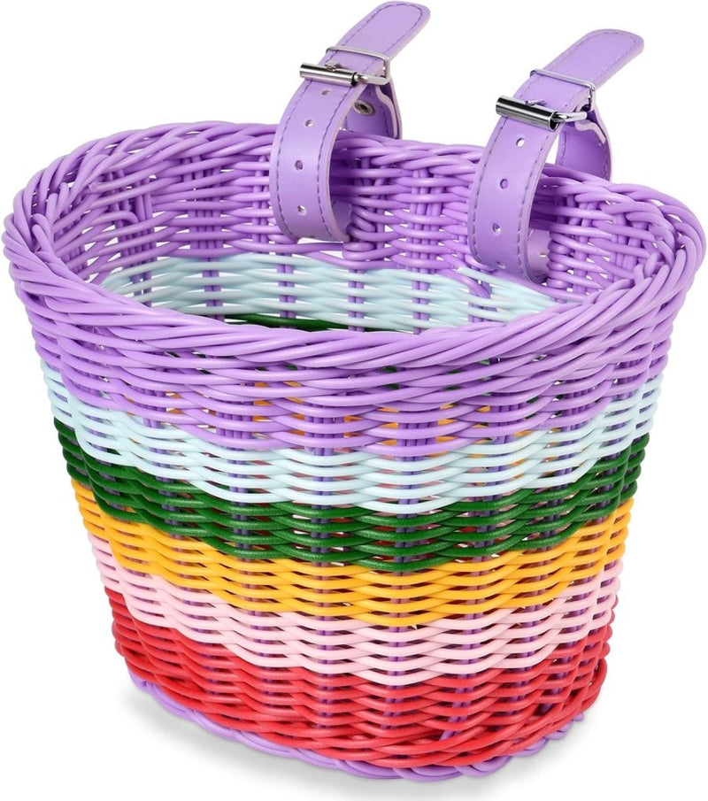 Laad afbeelding in Galerijviewer, Flintronic Kinderfietsmand, handgeweven fietsmand voor kinderen, fietsmand voor meisjes, jongens, kinderen, met fietsaccessoires - happygetfit.com
