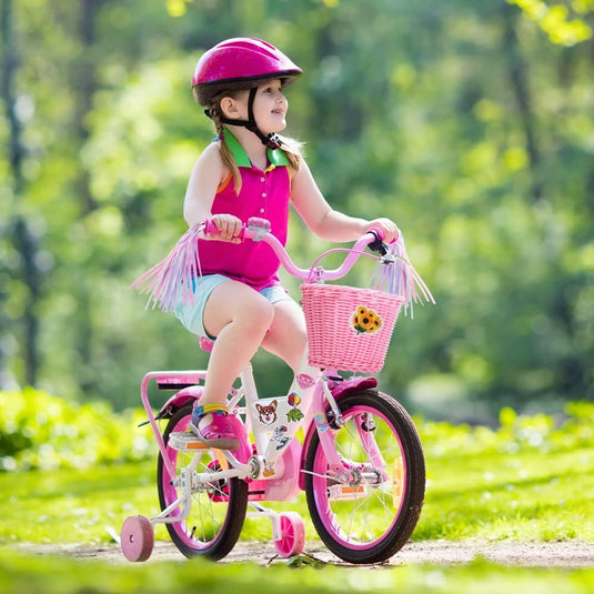 Flintronic Kinderfietsmand, handgeweven fietsmand voor kinderen, fietsmand voor meisjes, jongens, kinderen, met fietsaccessoires - happygetfit.com