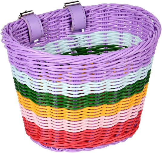 Flintronic Kinderfietsmand, handgeweven fietsmand voor kinderen, fietsmand voor meisjes, jongens, kinderen, met fietsaccessoires - happygetfit.com