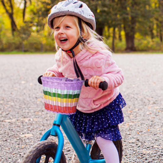 Flintronic Kinderfietsmand, handgeweven fietsmand voor kinderen, fietsmand voor meisjes, jongens, kinderen, met fietsaccessoires - happygetfit.com