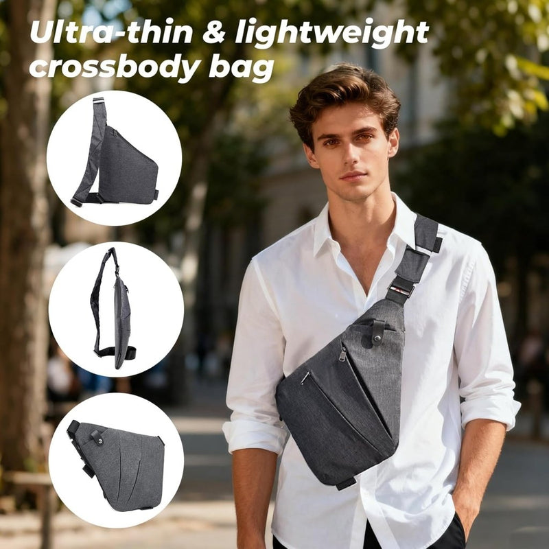 Laad afbeelding in Galerijviewer, flintronic Sling Bag met USB-Oplading, Borsttas met Verstelbare Riem, Multi-Pocket Crossbody Borst Tas, Wandelen Casual Outdoor Borstzak voor Heren - happygetfit.com
