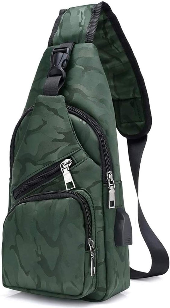 Laad afbeelding in Galerijviewer, flintronic Sling Bag met USB-Oplading, Borsttas met Verstelbare Riem, Multi-Pocket Crossbody Borst Tas, Wandelen Casual Outdoor Borstzak voor Heren - happygetfit.com
