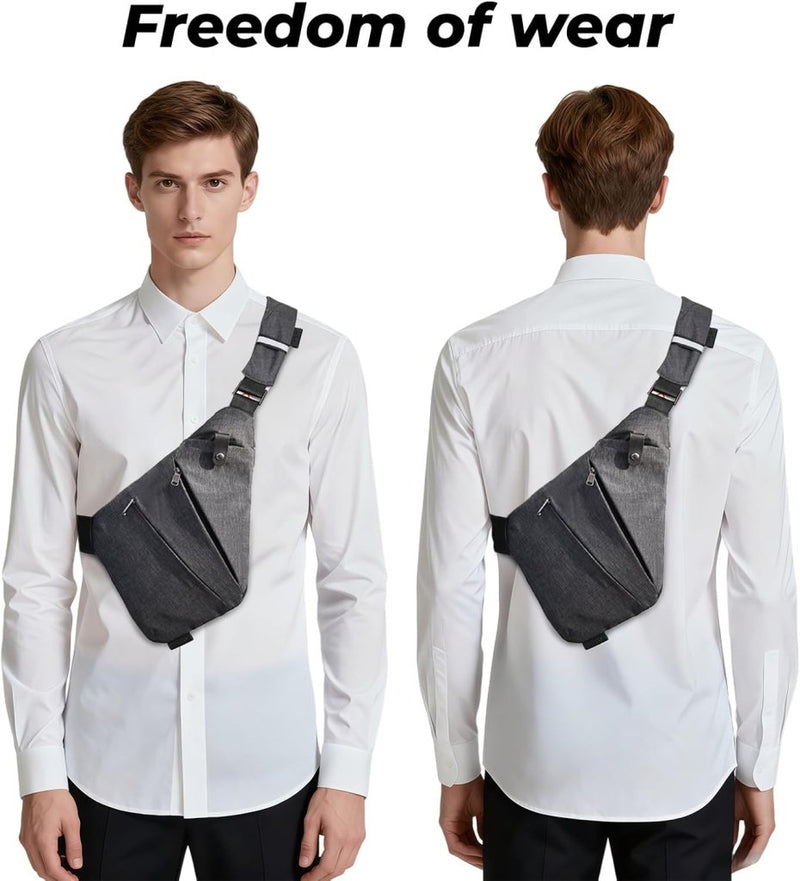 Laad afbeelding in Galerijviewer, flintronic Sling Bag met USB-Oplading, Borsttas met Verstelbare Riem, Multi-Pocket Crossbody Borst Tas, Wandelen Casual Outdoor Borstzak voor Heren - happygetfit.com
