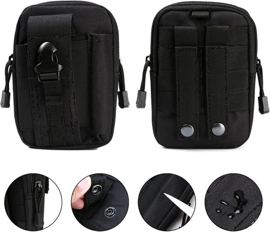 flintronic Tactische Heuptassen, Molle EDC Pouch, Outdoor Heuptas+Haak, Utility Gadget Riemtas met Mobiele Telefoon Holster voor Sport, Wandelen, Kamperen, Reizen-Zwart - happygetfit.com