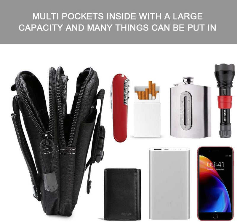 Laad afbeelding in Galerijviewer, flintronic Tactische Heuptassen, Molle EDC Pouch, Outdoor Heuptas+Haak, Utility Gadget Riemtas met Mobiele Telefoon Holster voor Sport, Wandelen, Kamperen, Reizen-Zwart - happygetfit.com
