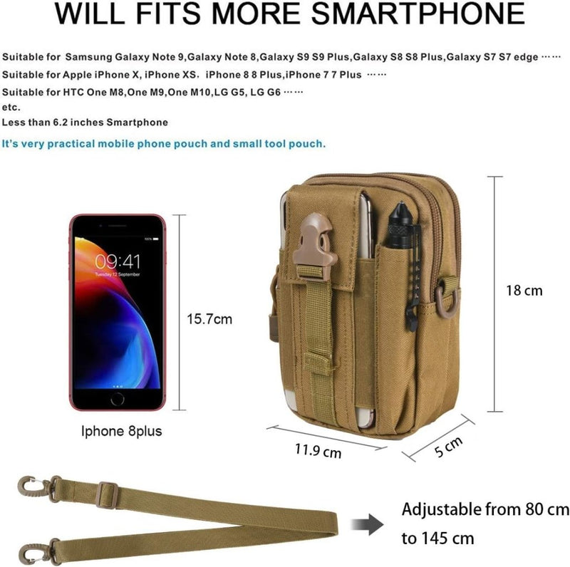 Laad afbeelding in Galerijviewer, flintronic Tactische Heuptassen, Molle EDC Pouch, Outdoor Heuptas+Haak, Utility Gadget Riemtas met Mobiele Telefoon Holster voor Sport, Wandelen, Kamperen, Reizen-Zwart - happygetfit.com
