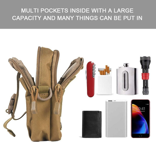 flintronic Tactische Heuptassen, Molle EDC Pouch, Outdoor Heuptas+Haak, Utility Gadget Riemtas met Mobiele Telefoon Holster voor Sport, Wandelen, Kamperen, Reizen-Zwart - happygetfit.com