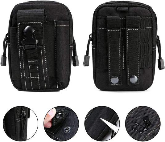 flintronic Tactische Heuptassen, Molle EDC Pouch, Outdoor Heuptas+Haak, Utility Gadget Riemtas met Mobiele Telefoon Holster voor Sport, Wandelen, Kamperen, Reizen-Zwart - happygetfit.com