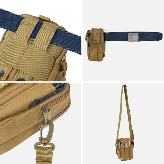 flintronic Tactische Heuptassen, Molle EDC Pouch, Outdoor Heuptas+Haak, Utility Gadget Riemtas met Mobiele Telefoon Holster voor Sport, Wandelen, Kamperen, Reizen-Zwart - happygetfit.com