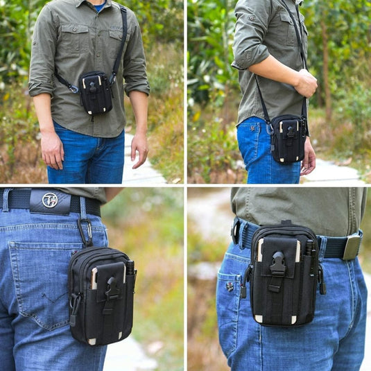 flintronic Tactische Heuptassen, Molle EDC Pouch, Outdoor Heuptas+Haak, Utility Gadget Riemtas met Mobiele Telefoon Holster voor Sport, Wandelen, Kamperen, Reizen-Zwart - happygetfit.com