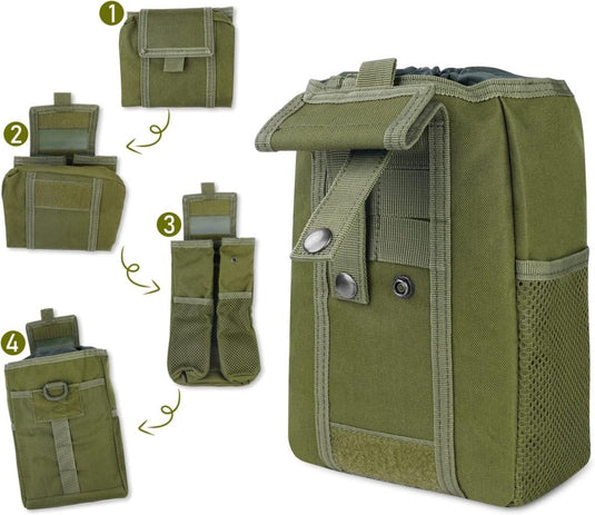 flintronic Tactische Heuptassen, Molle EDC Pouch, Outdoor Heuptas+Haak, Utility Gadget Riemtas met Mobiele Telefoon Holster voor Sport, Wandelen, Kamperen, Reizen-Zwart - happygetfit.com