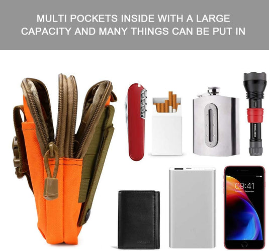 flintronic Tactische Heuptassen, Molle EDC Pouch, Outdoor Heuptas+Haak, Utility Gadget Riemtas met Mobiele Telefoon Holster voor Sport, Wandelen, Kamperen, Reizen-Zwart - happygetfit.com