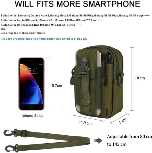 flintronic Tactische Heuptassen, Molle EDC Pouch, Outdoor Heuptas+Haak, Utility Gadget Riemtas met Mobiele Telefoon Holster voor Sport, Wandelen, Kamperen, Reizen-Zwart - happygetfit.com