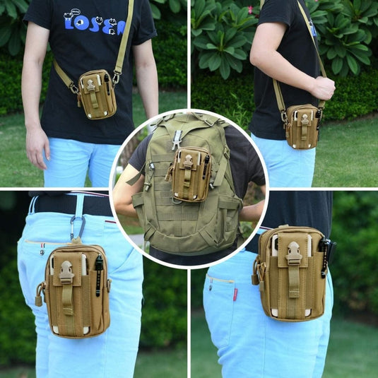 flintronic Tactische Heuptassen, Molle EDC Pouch, Outdoor Heuptas+Haak, Utility Gadget Riemtas met Mobiele Telefoon Holster voor Sport, Wandelen, Kamperen, Reizen-Zwart - happygetfit.com