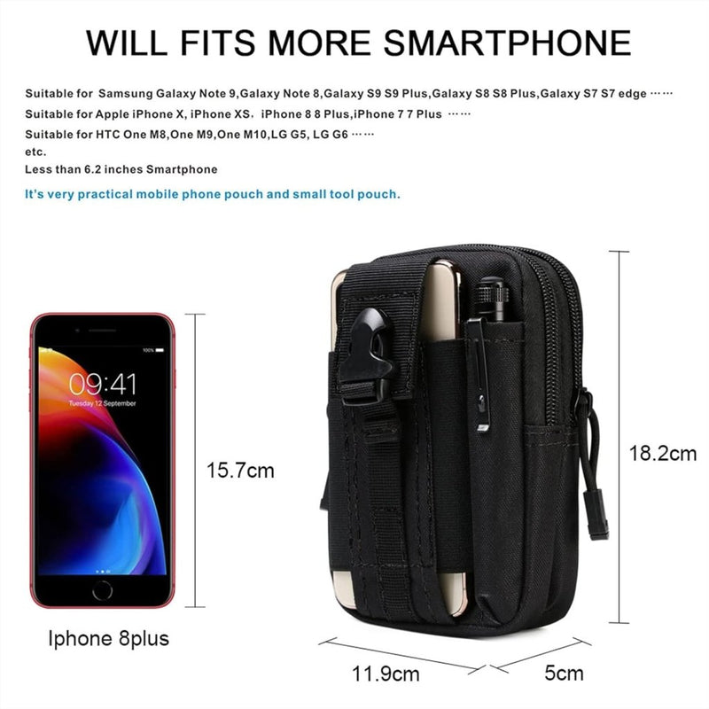 Laad afbeelding in Galerijviewer, flintronic Tactische Heuptassen, Molle EDC Pouch, Outdoor Heuptas+Haak, Utility Gadget Riemtas met Mobiele Telefoon Holster voor Sport, Wandelen, Kamperen, Reizen-Zwart - happygetfit.com
