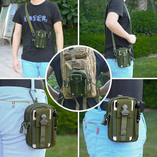 flintronic Tactische Heuptassen, Molle EDC Pouch, Outdoor Heuptas+Haak, Utility Gadget Riemtas met Mobiele Telefoon Holster voor Sport, Wandelen, Kamperen, Reizen-Zwart - happygetfit.com