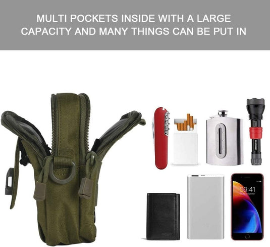 flintronic Tactische Heuptassen, Molle EDC Pouch, Outdoor Heuptas+Haak, Utility Gadget Riemtas met Mobiele Telefoon Holster voor Sport, Wandelen, Kamperen, Reizen-Zwart - happygetfit.com