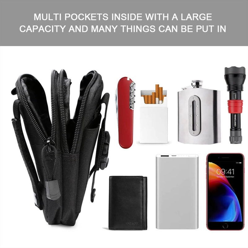 Laad afbeelding in Galerijviewer, flintronic Tactische Heuptassen, Molle EDC Pouch, Outdoor Heuptas+Haak, Utility Gadget Riemtas met Mobiele Telefoon Holster voor Sport, Wandelen, Kamperen, Reizen-Zwart - happygetfit.com
