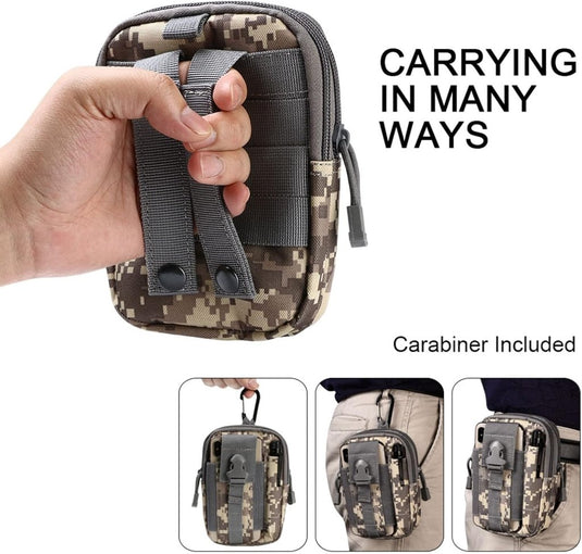 flintronic Tactische Heuptassen, Molle EDC Pouch, Outdoor Heuptas+Haak, Utility Gadget Riemtas met Mobiele Telefoon Holster voor Sport, Wandelen, Kamperen, Reizen-Zwart - happygetfit.com