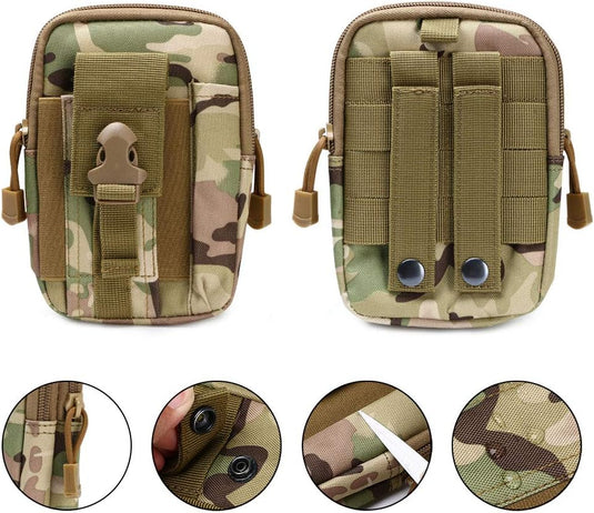 flintronic Tactische Heuptassen, Molle EDC Pouch, Outdoor Heuptas+Haak, Utility Gadget Riemtas met Mobiele Telefoon Holster voor Sport, Wandelen, Kamperen, Reizen-Zwart - happygetfit.com