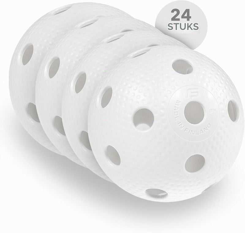 Bild im Galerie-Viewer laden, Floorballballen 24 stuks 72 mm van kunststof met 26 gaten en IFF-goedkeuring – unihockeyballen – zaalhockey - happygetfit.com
