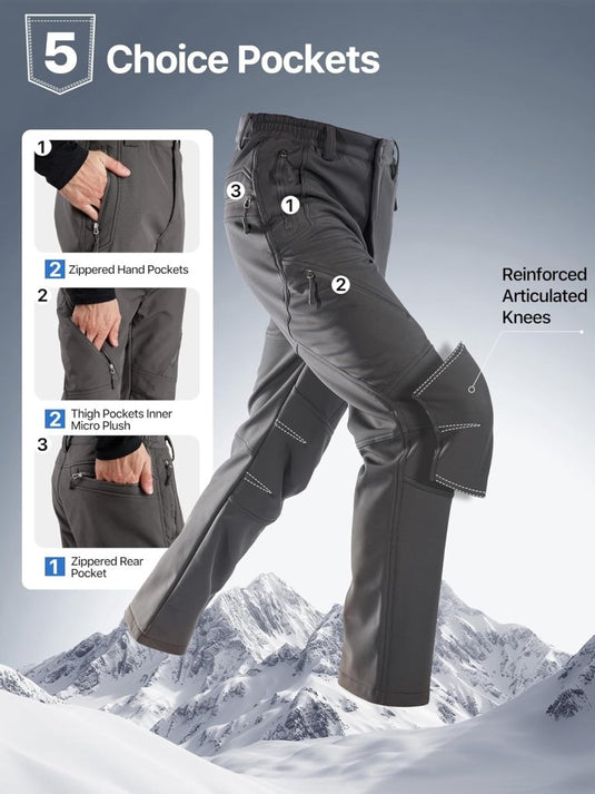 Free Soldier Winterskibroek voor heren, waterdicht, winddicht, softshell, gevoerd met fleece, voor wandelen. - happygetfit.com