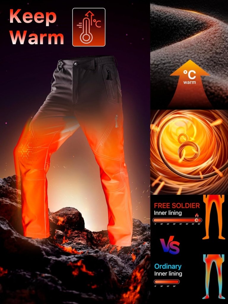 Load image into Gallery viewer, Free Soldier Winterskibroek voor heren, waterdicht, winddicht, softshell, gevoerd met fleece, voor wandelen. - happygetfit.com
