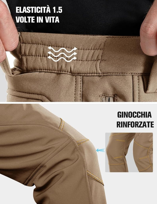 Free Soldier Winterskibroek voor heren, waterdicht, winddicht, softshell, gevoerd met fleece, voor wandelen. - happygetfit.com