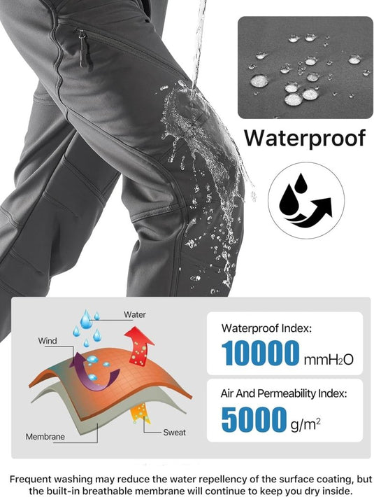 Free Soldier Winterskibroek voor heren, waterdicht, winddicht, softshell, gevoerd met fleece, voor wandelen. - happygetfit.com